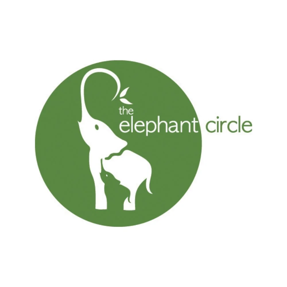 Green circle logo with a white elephant outline and the words 'the elephant circle' inside.