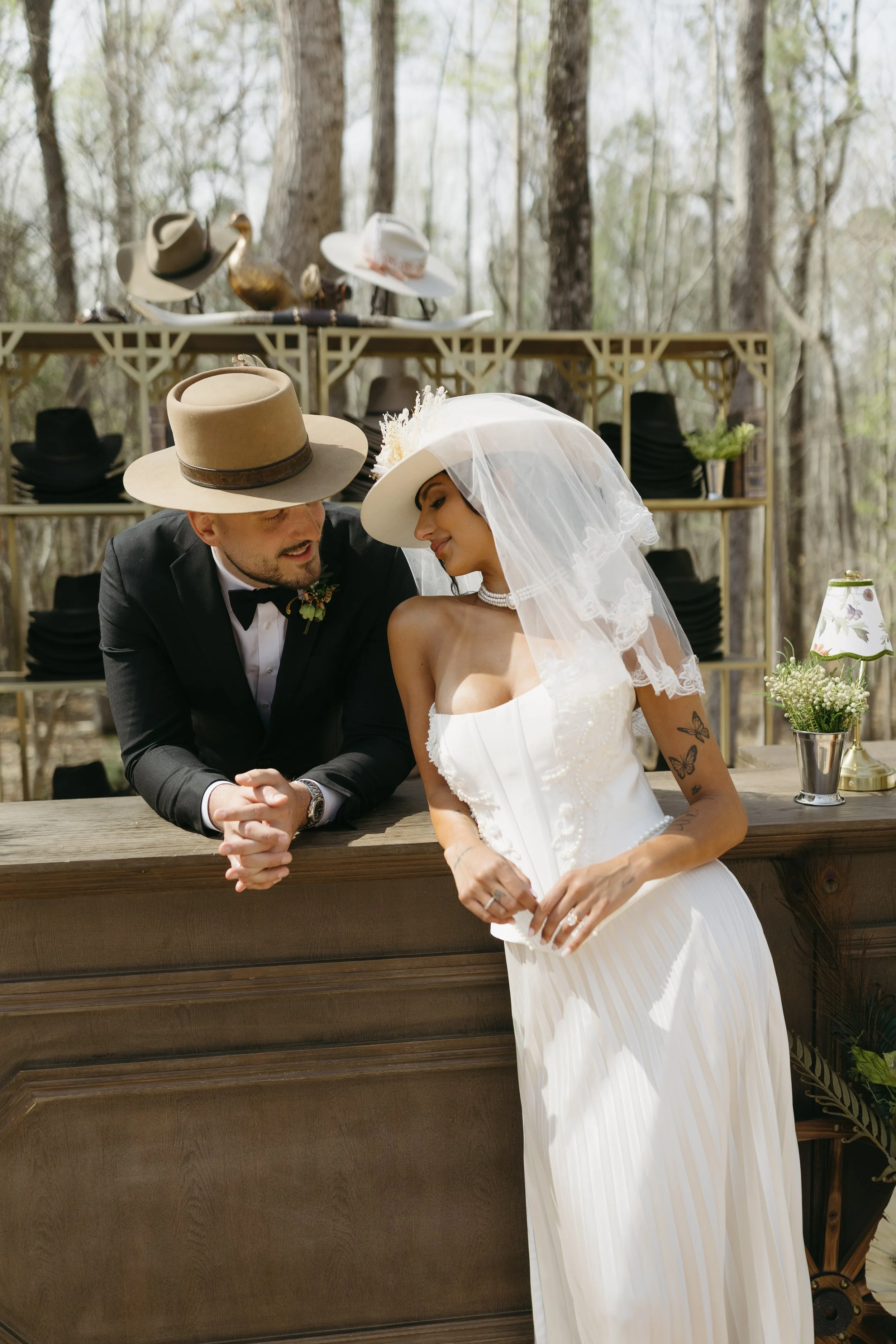 Custom bridal hat, custom groom hat, custom hat bar