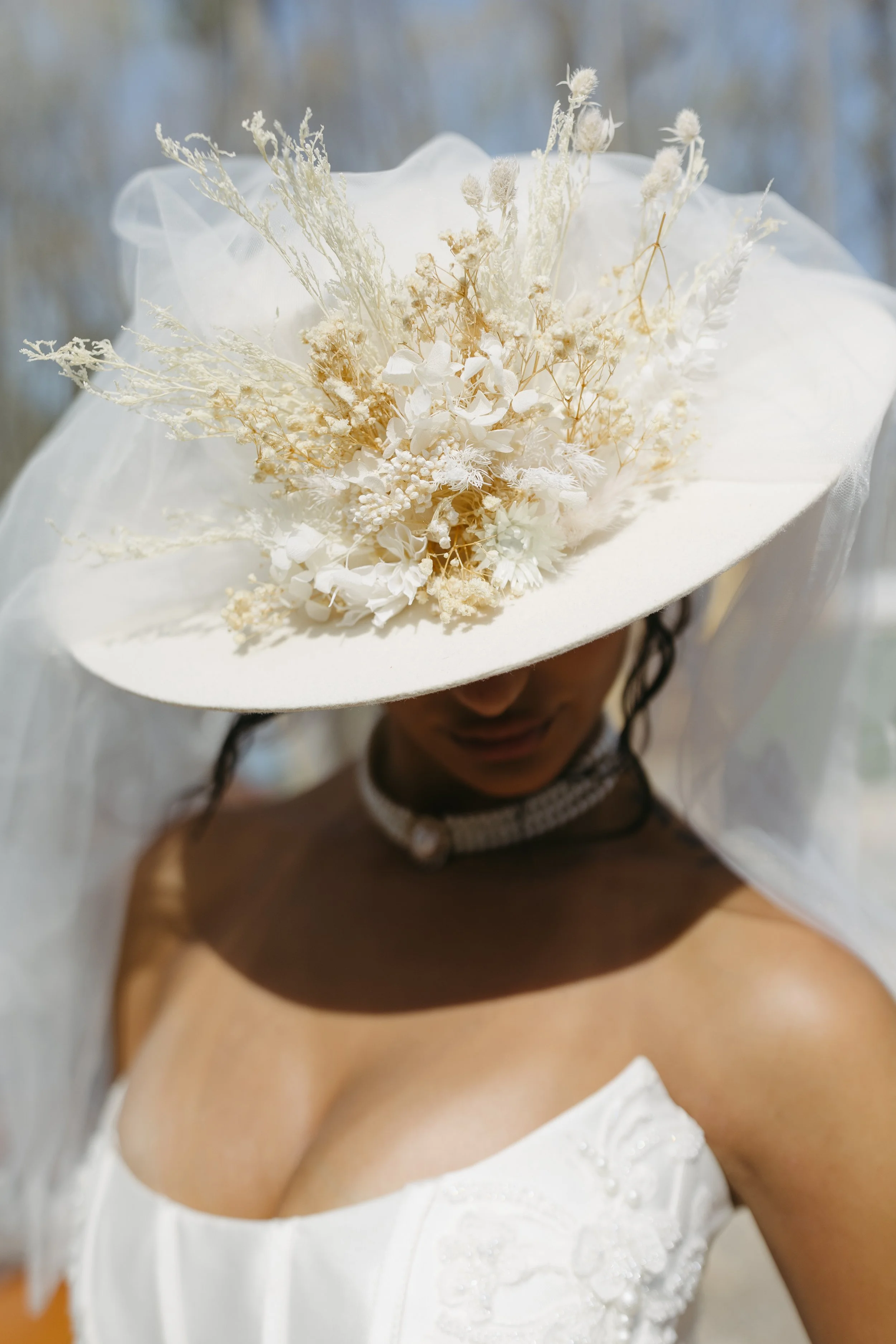 custom bridal hat and veil