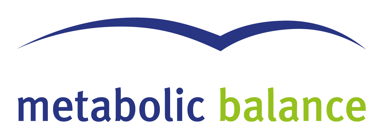 Logo with a stylized arc above the words 'metabolic balance' in lowercase letters, blue for 'metabolic' and green for 'balance'.
