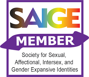 SAIGE MEMBER logo with the Society for Sexual, Affectional, Intersex, and Gender Expansive Identities name.