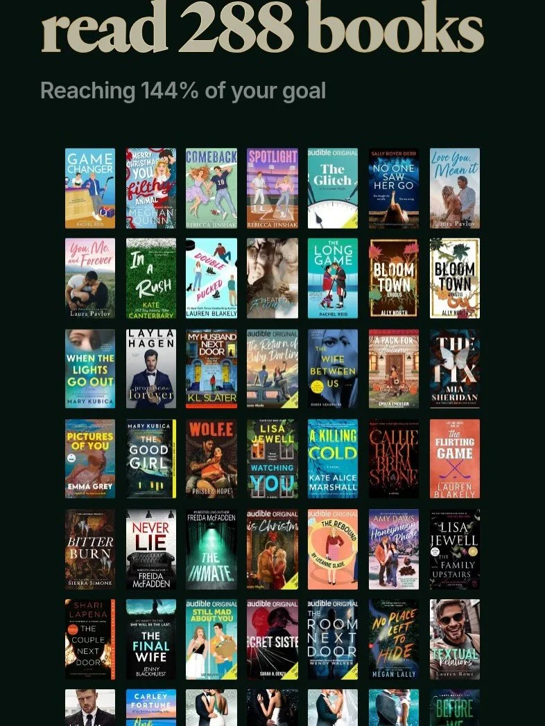 2025 Reading Wrap Up 🥰
Am I done reading for the year? Probably not. But do I think a lot of these stats will stay the same? Probably! I had soooo many good reads this year. If Heated Rivalry hadn't taken over my December- I'd probably be talking mo