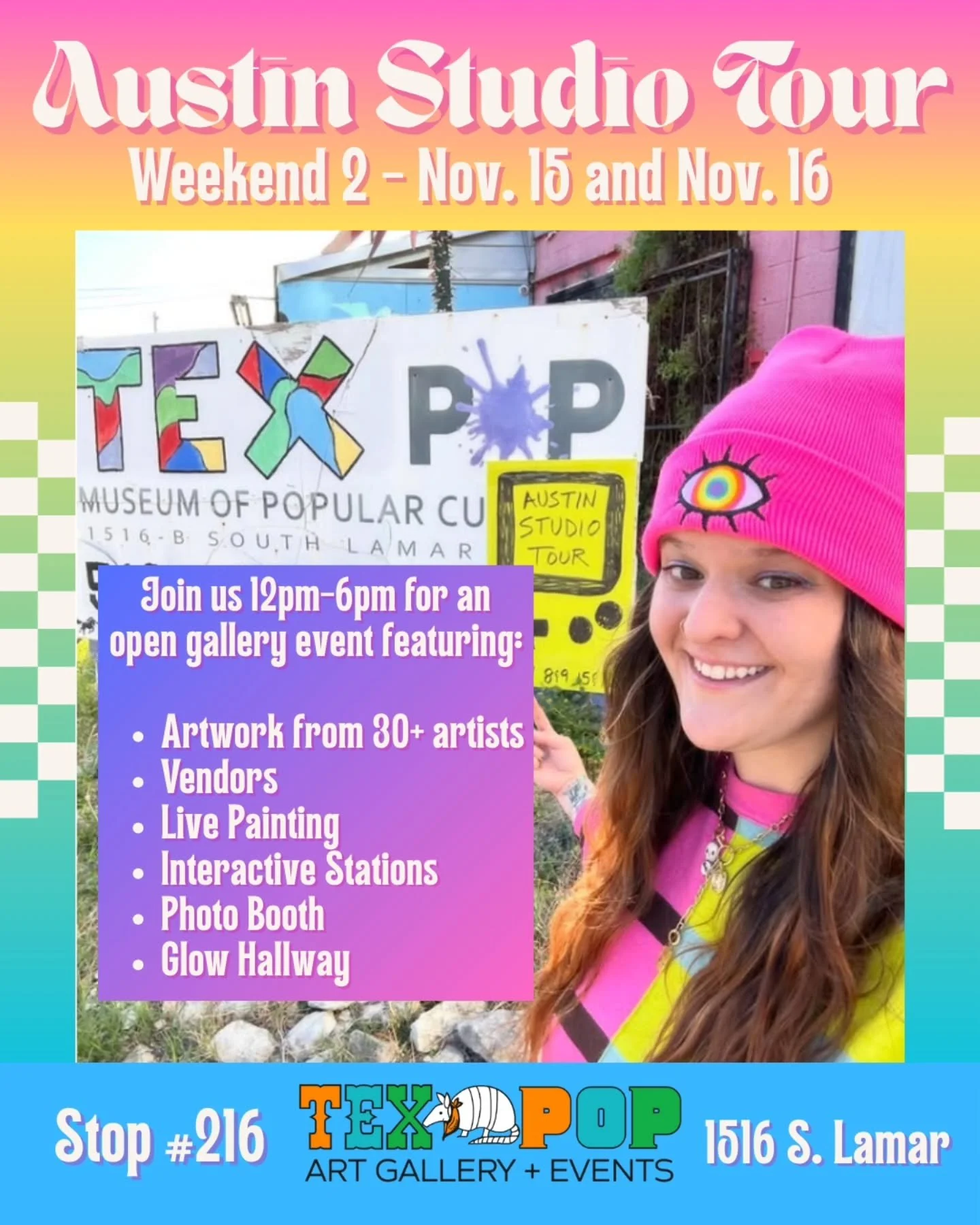 🎨✨️ Austin Studio Tour Weekend 2! 🖼🌼

We're back, baby! 😎 And we've got more in store this Saturday and Sunday here at TexPop! Come swing by the gallery (Stop #216) and check out our phenomenal artists! 

We've got so many artists featured, there