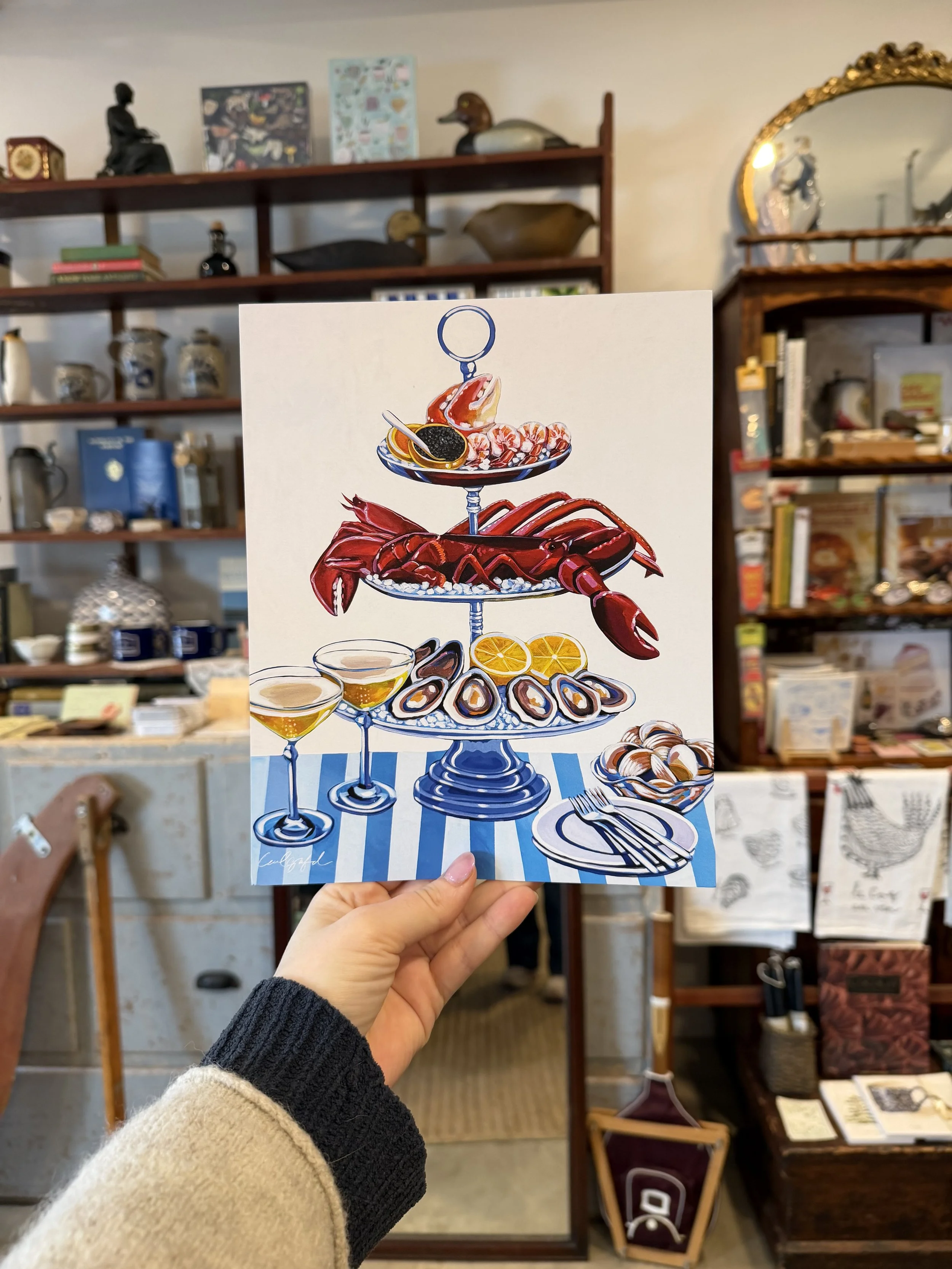 Seafood Tower Print by Laurel Greenfield Art