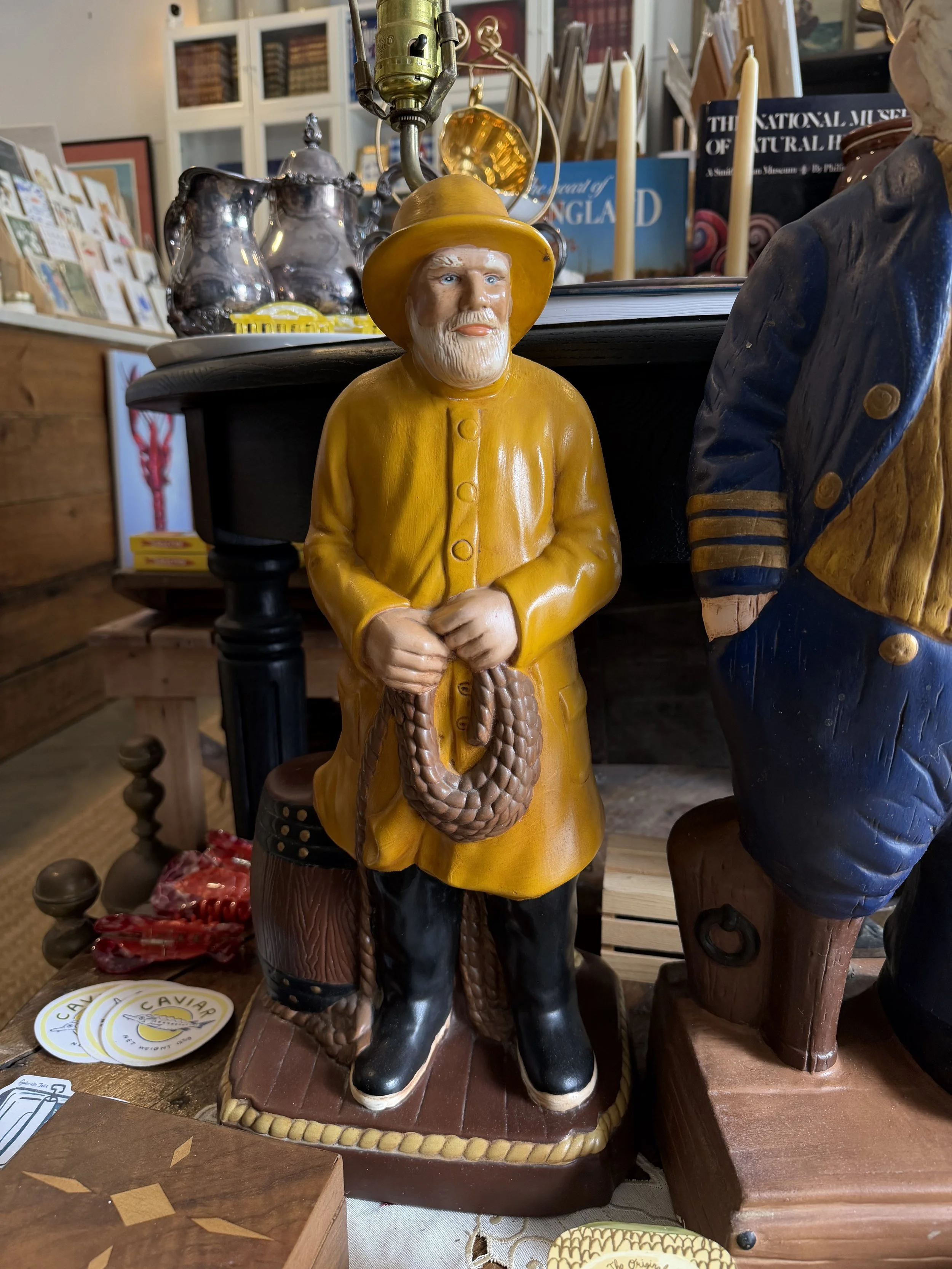 Vintage “Old Salty” Fisherman Lamp - Yellow Coat