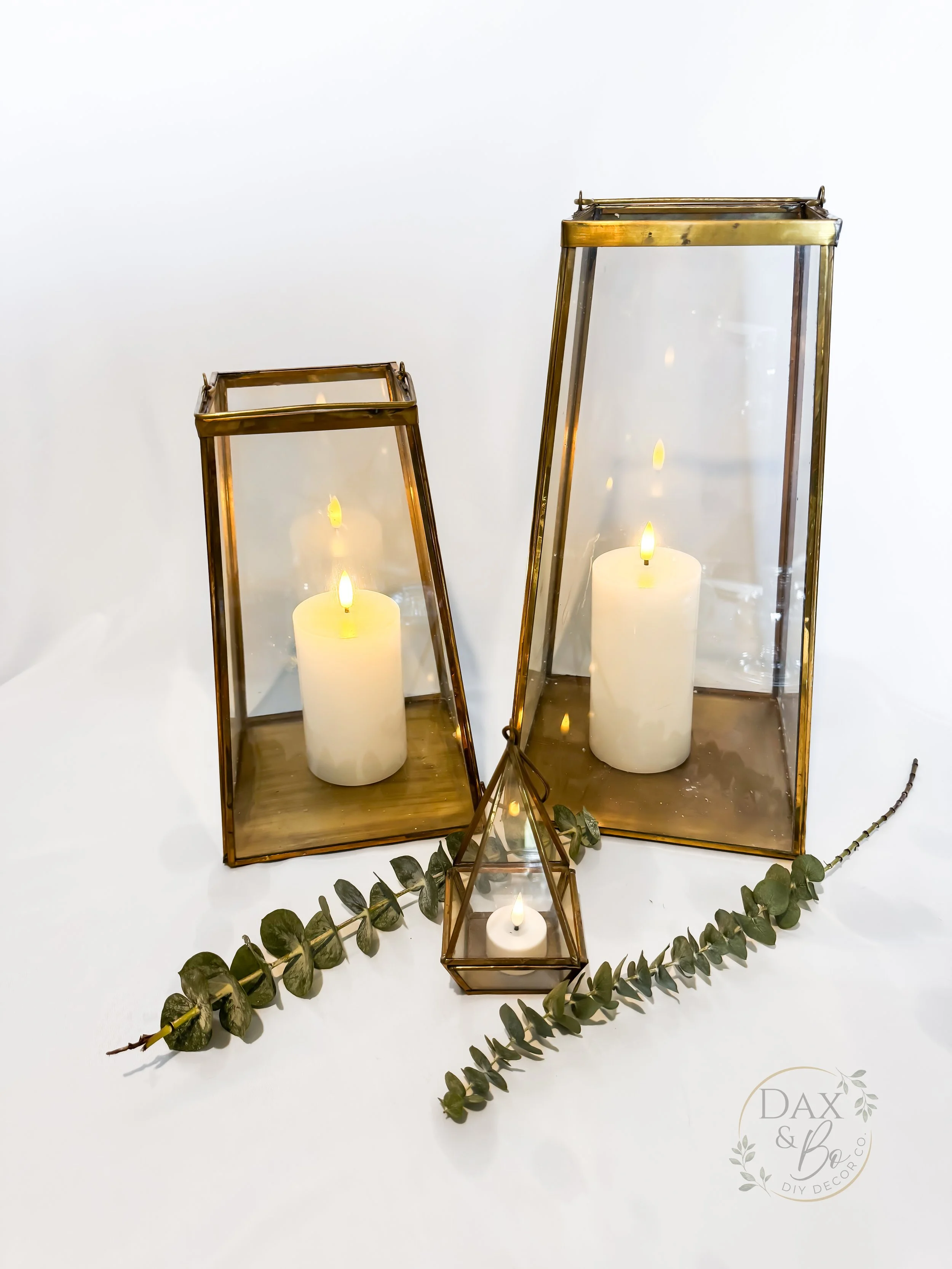 Gold Metal and Glass Lanterns