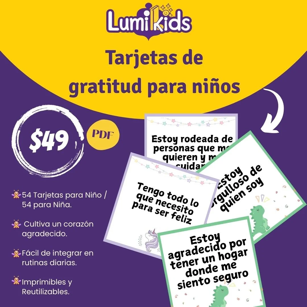 Tarjetas de Gratitud para niños