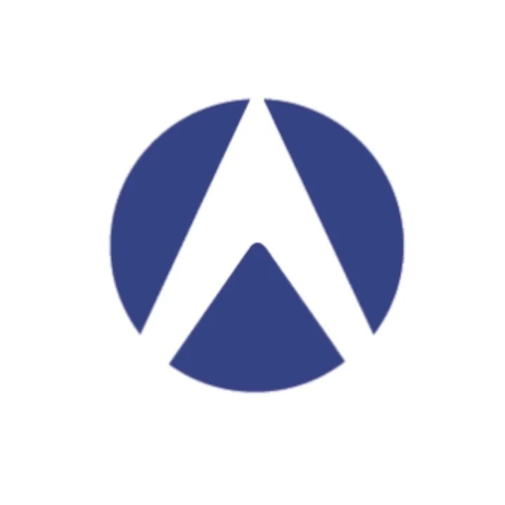 AMI's blue circular logo with a stylized arrow pointing upward inside.