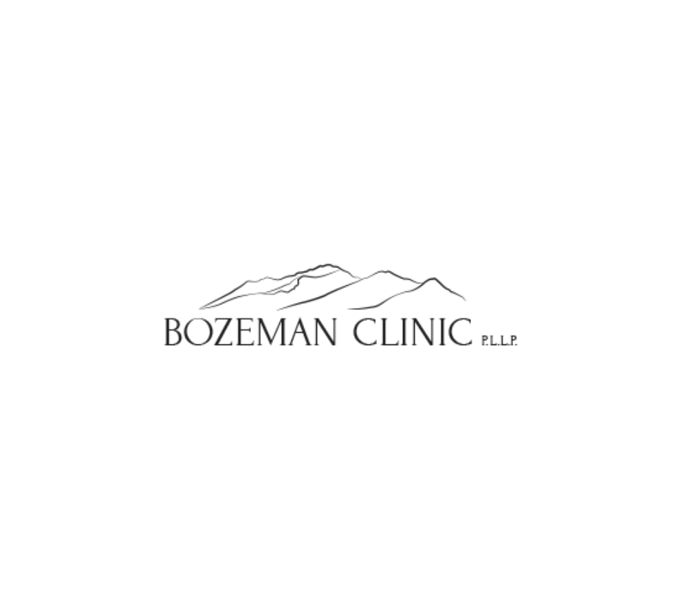Logo of Bozeman Clinic depicting mountain range with text 'BOZEMAN CLINIC PLLP'.