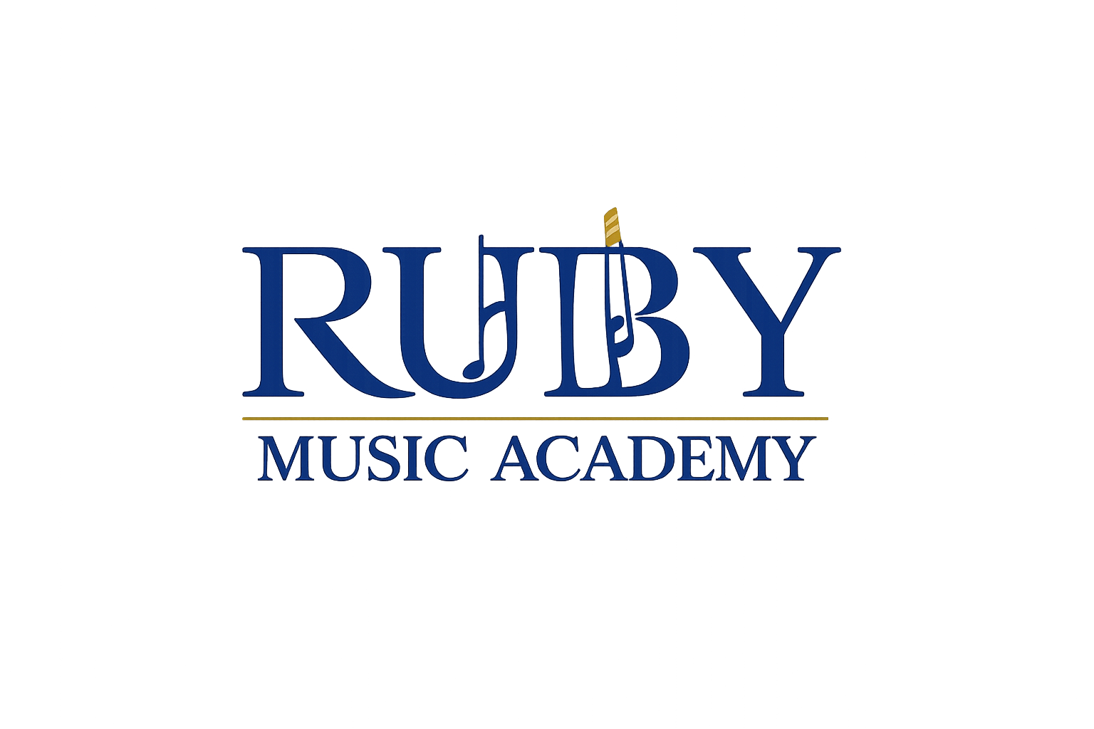 Sign that reads 'RUBY MUSIC ACADEMY'.