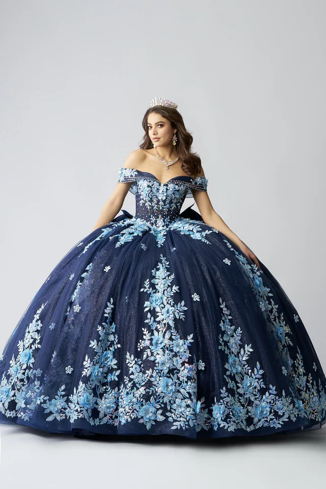 Navy and light blue quince dress