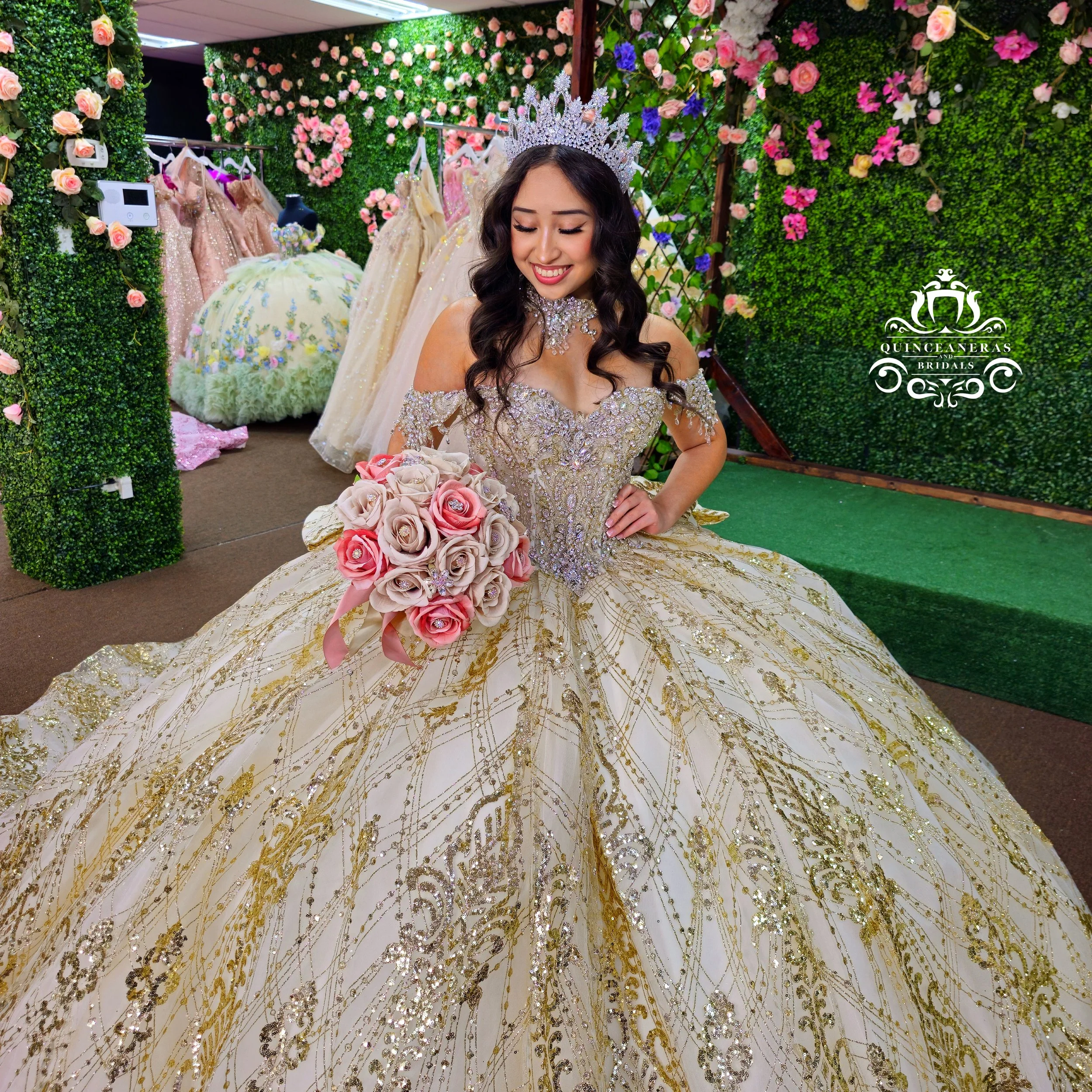 Gold Quinceanera dress