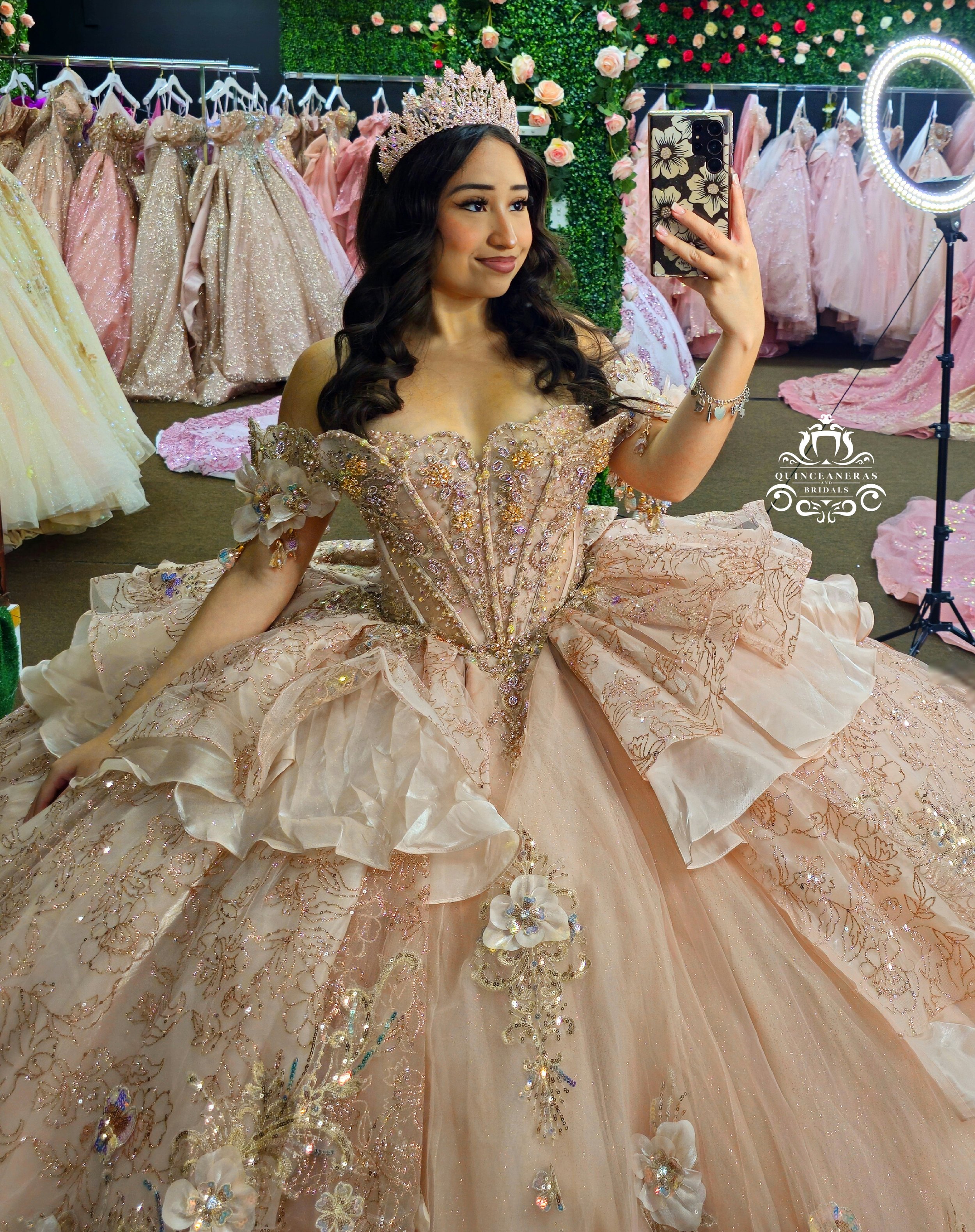 Couture Princesa rosegold Quinceanera dress