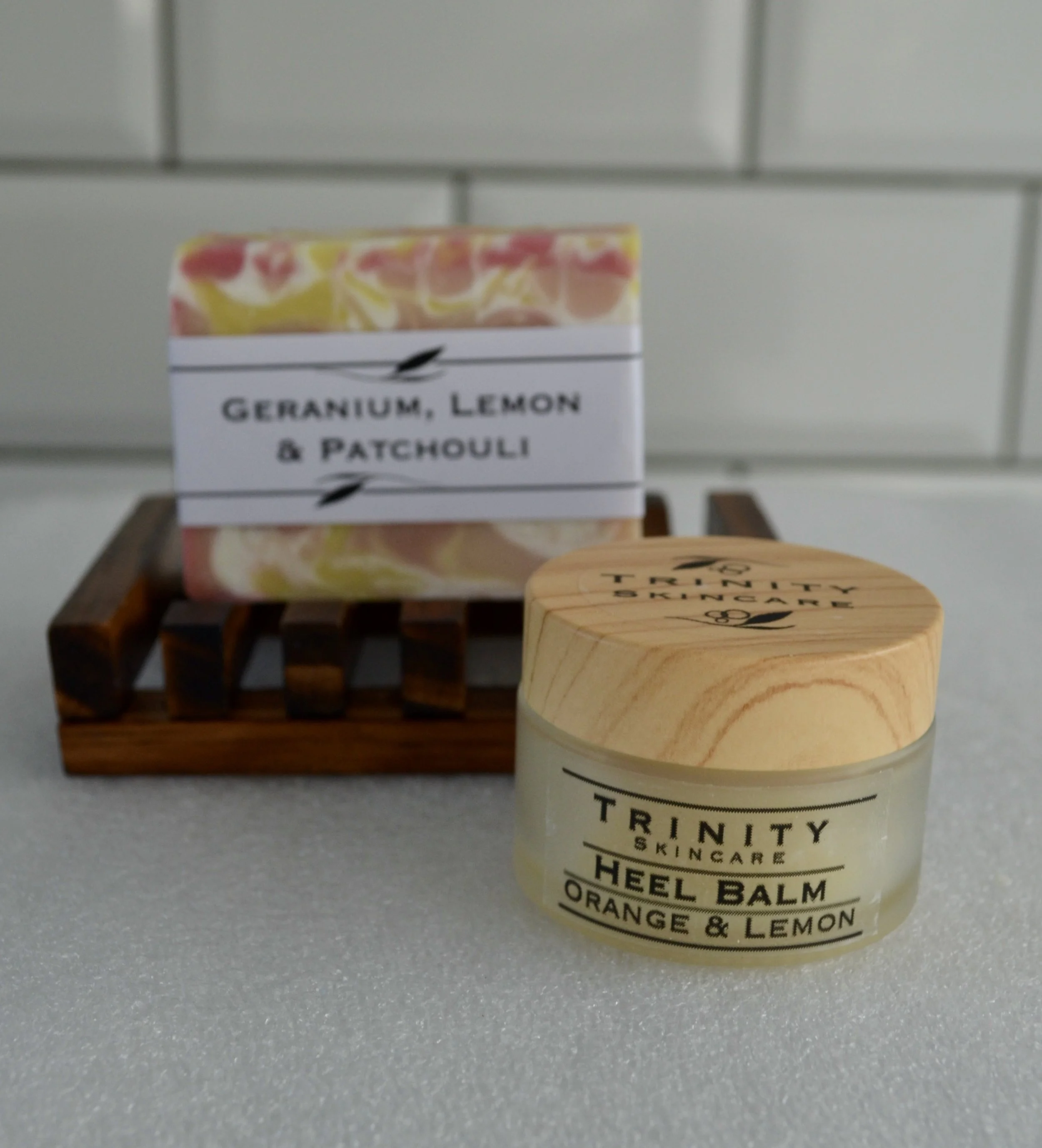 Artisan Soap & Heel Balm Set with Wooden Dish