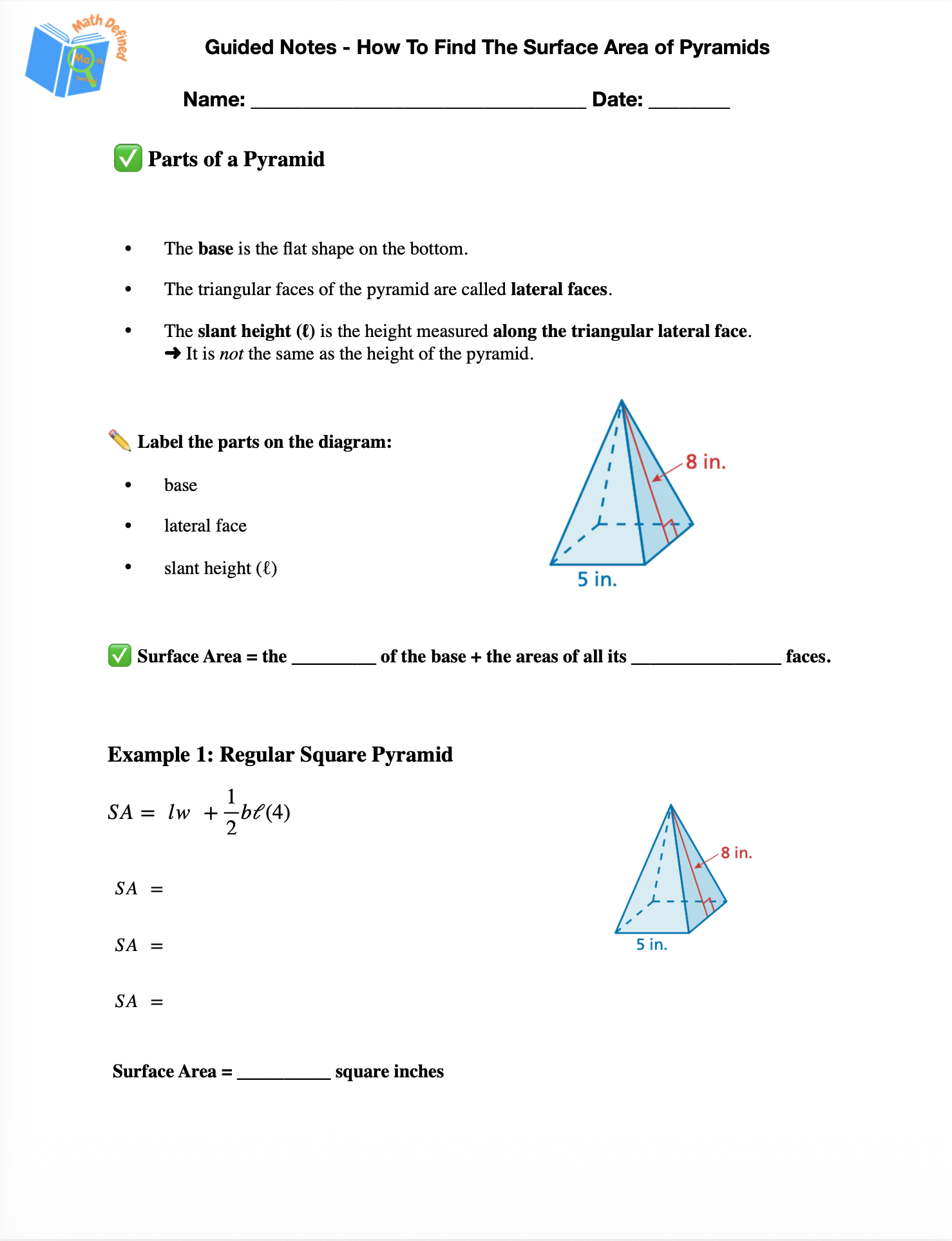 10.3 - How To Find the Surface Area of a Pyramid