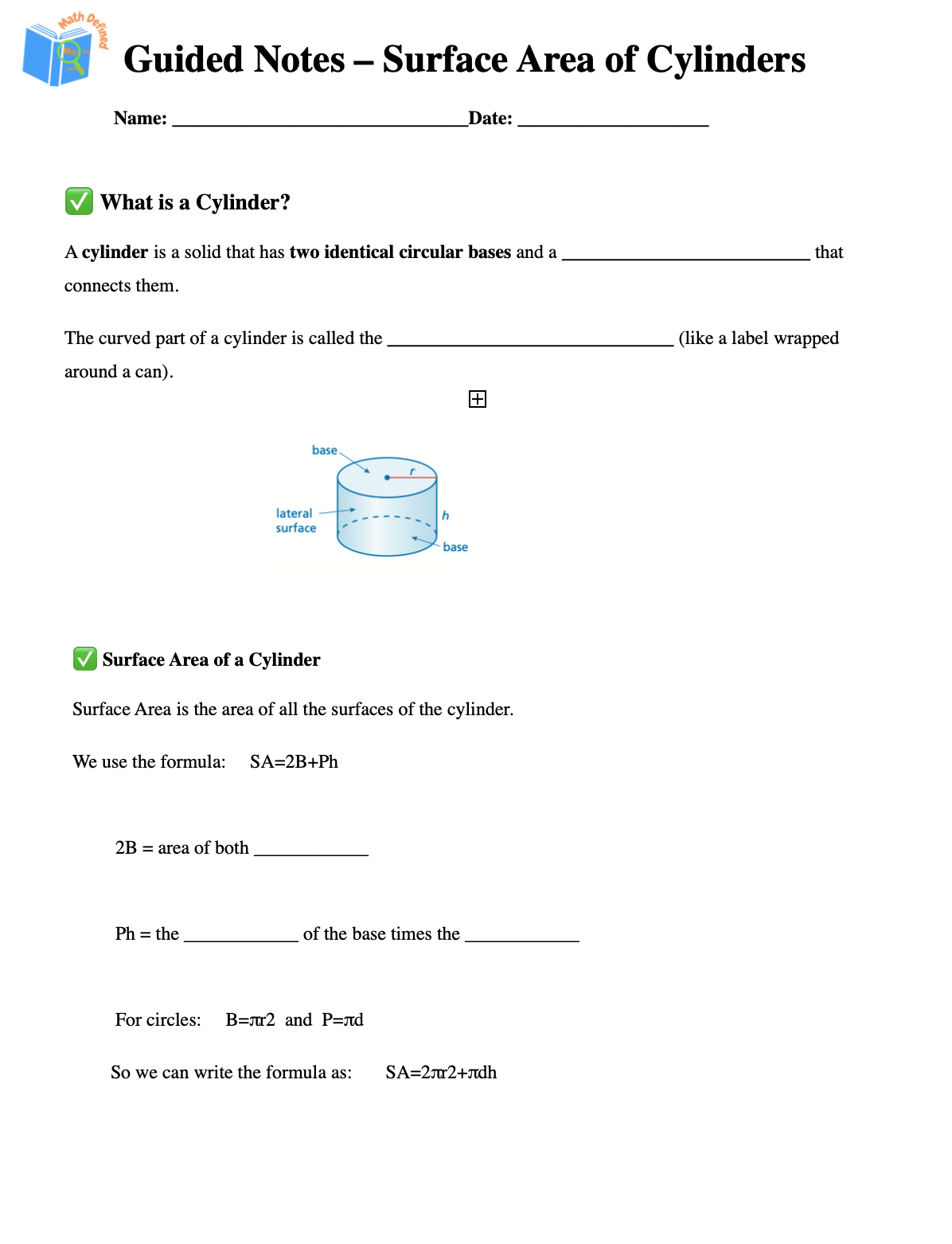 10.2 - How To Find The Surface Area of Cylinders