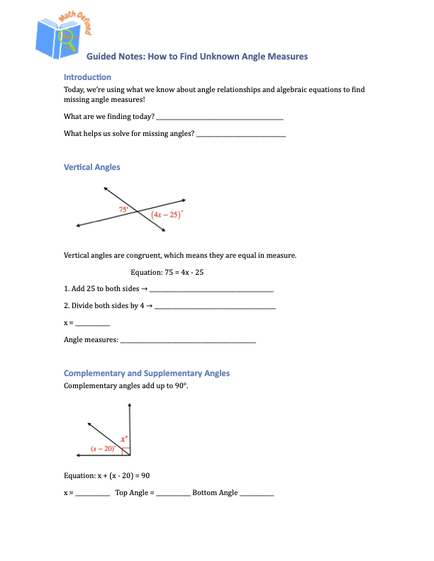 9.6 - How To Find Unknown Angle Measures
