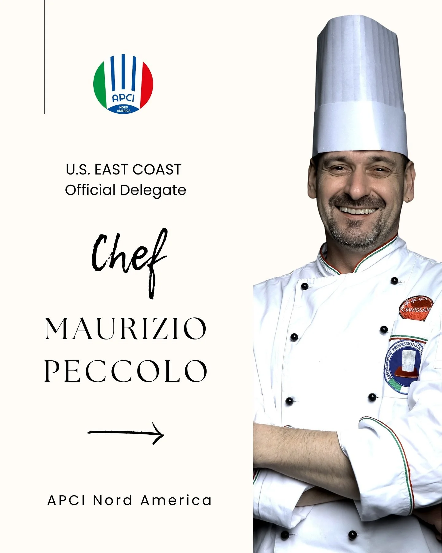 📣 Meet Our U.S. EAST COAST Official Delegate: Chef Maurizio Peccolo 🇺🇸🇮🇹

APCI North America proudly welcomes Chef Maurizio Peccolo, Executive Chef of LUCCA, as our official East Coast Delegate.

With over 40 years of global culinary mastery, Ch