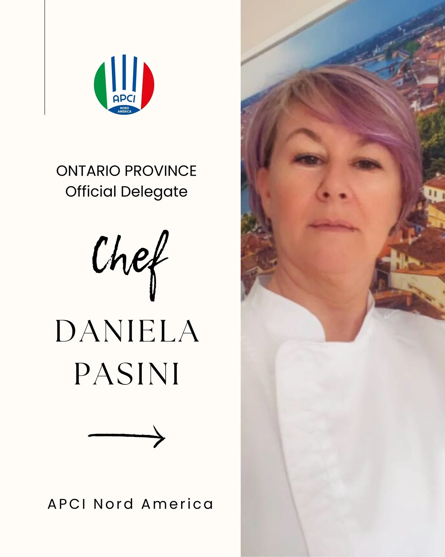 🇮🇹✨ Welcome Chef Daniela Pasini &ndash; Official Delegate for Ontario | APCI Nord America 🇨🇦👩&zwj;🍳

We are proud to introduce Chef Daniela Pasini as the new Official Delegate for Ontario with APCI Nord America.

Born and raised in the countrys