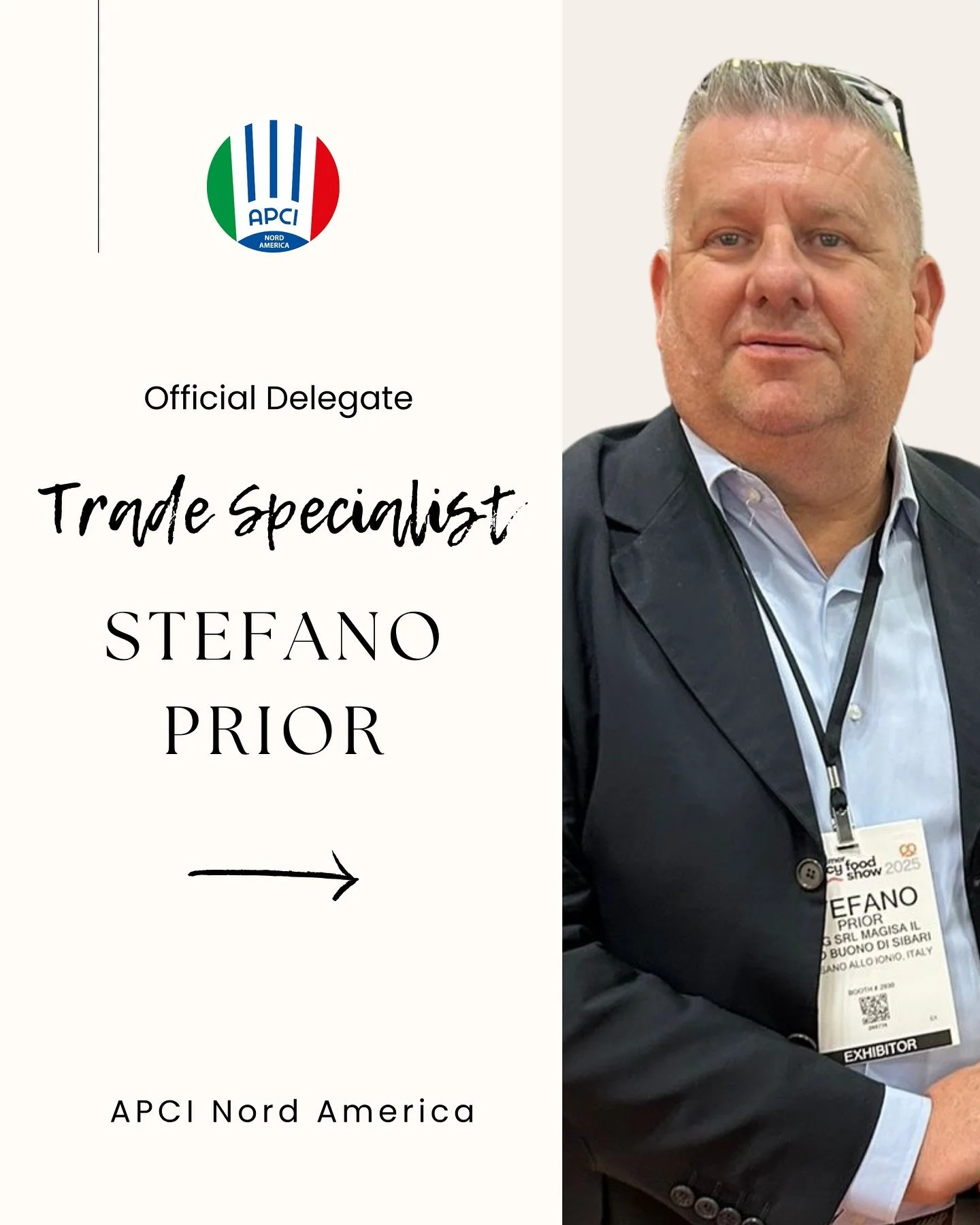 📣 Meet Our Delegate and Trade Specialist &ndash; Stefano Prior 🇮🇹

We&rsquo;re thrilled to officially introduce Stefano Prior, our Trade Specialist and Official Delegate, bringing expertise in the food &amp; beverage industry across North America 