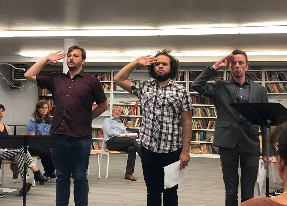 Taking part in a workshop staged reading of a new play at Hunter College.