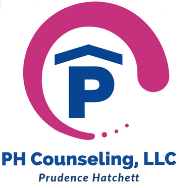 Logo of PH Counseling, LLC with a blue letter P inside a purple circular design and the company name below