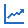 Line graph showing an upward trend with an arrow pointing upwards.