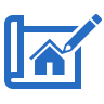 A blueprint of a house with a pencil, indicating planning or design.