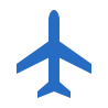 Icon of a blue airplane.