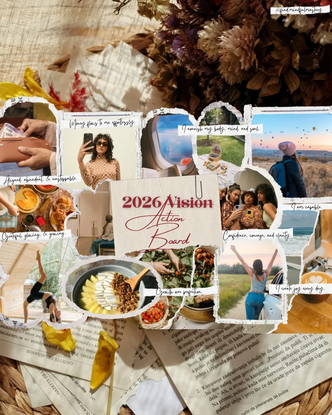 Vision boards can be inspiring &mdash; but inspiration fades without direction.

An action board helps bridge the gap between where you are and where you want to be by focusing on what you&rsquo;ll *ACTUALLY* do.

Choose a few life areas that matter 
