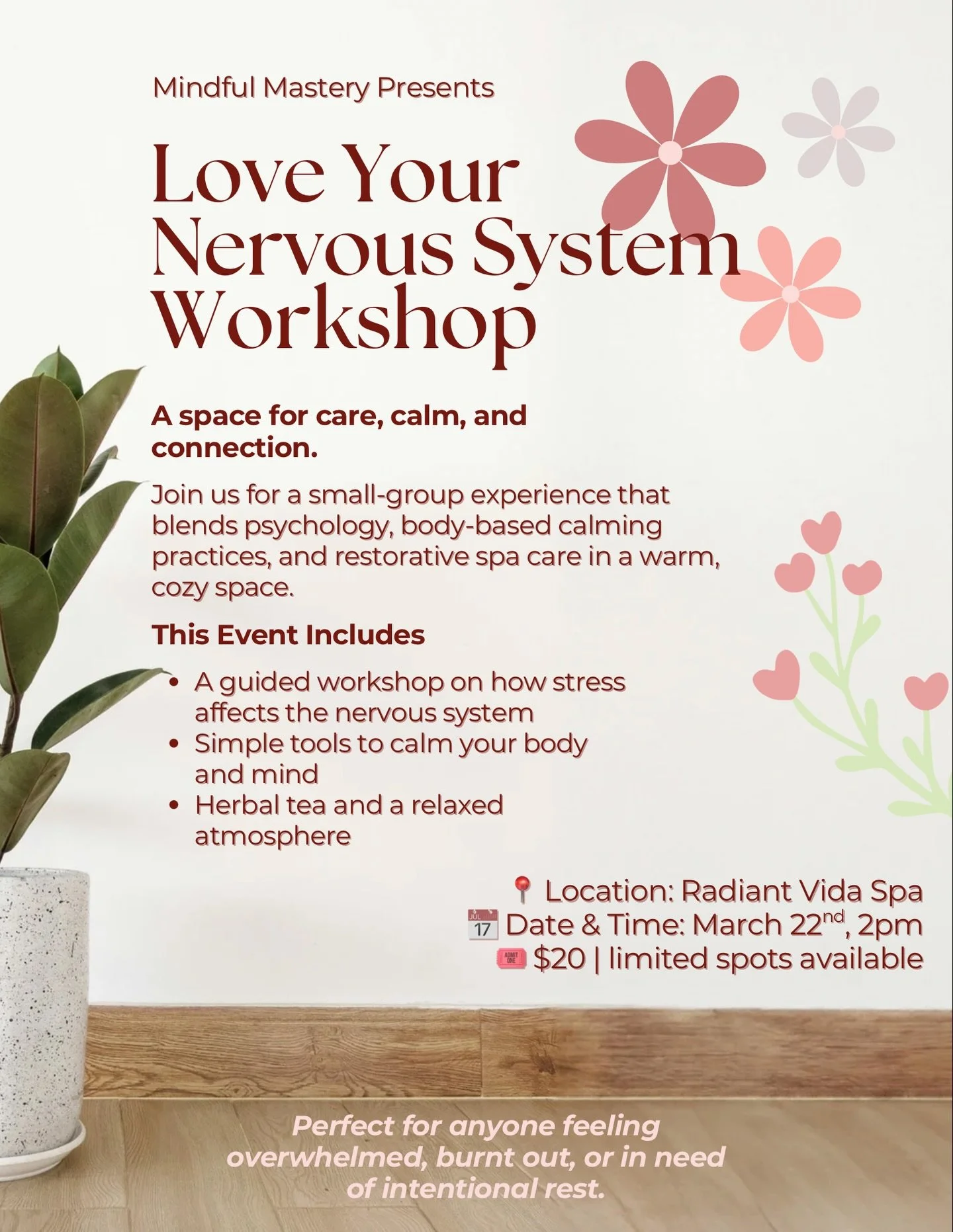 hey you! 🫵🏾 your nervous system deserves love too 🤍

join me for Love Your Nervous System, a cozy, healing workshop in collaboration with @radiantvidaspa &mdash; where we&rsquo;ll explore gentle tools to regulate, reset, and reconnect with your bo