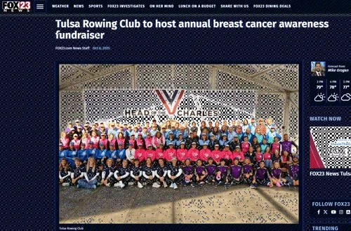 Tulsa Rowing Club - Annual Breast Cancer Awareness Fundraiser - Fox23.com 10/2025 - Article