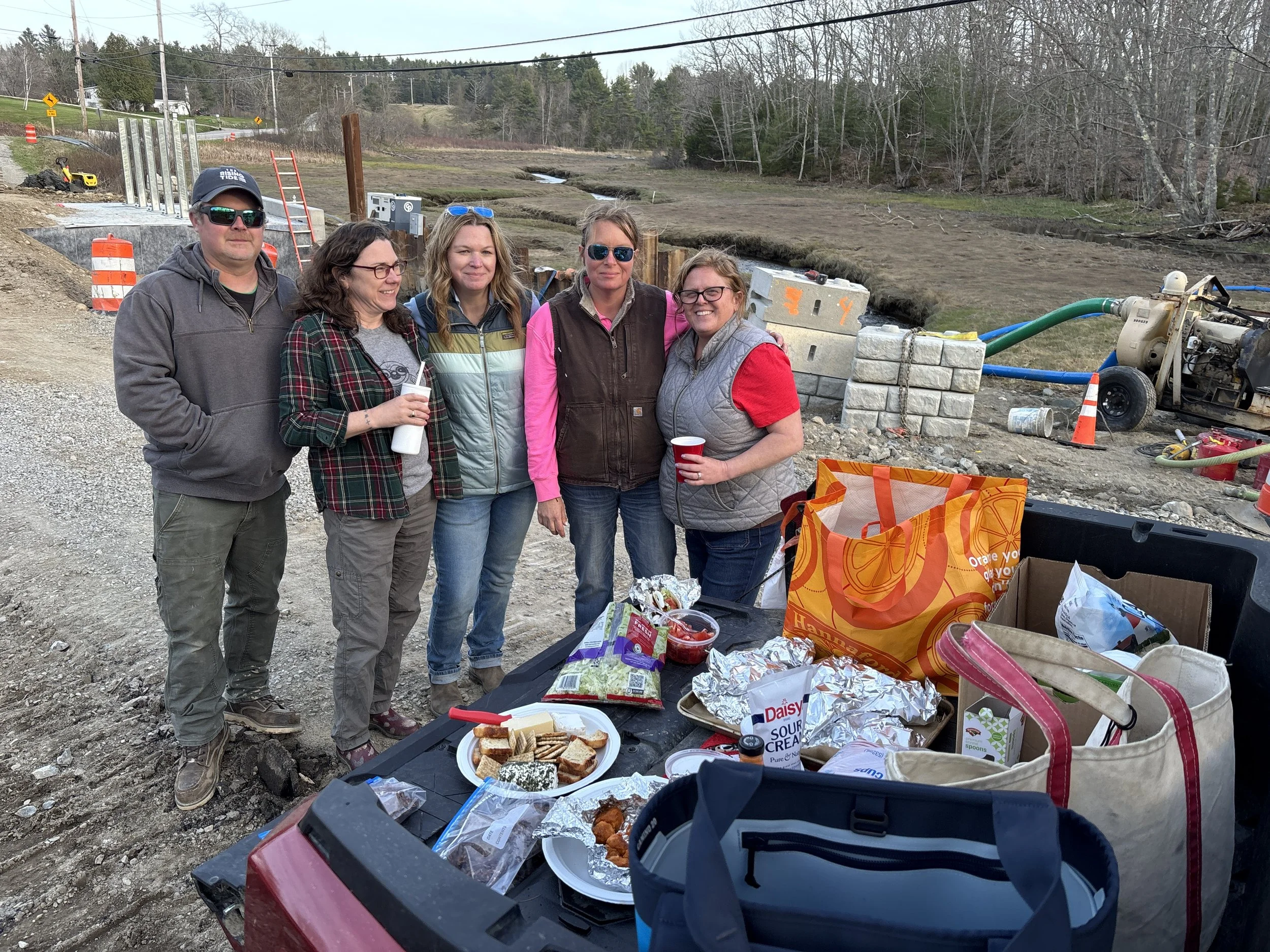 A dozen people gathered at the potluck.