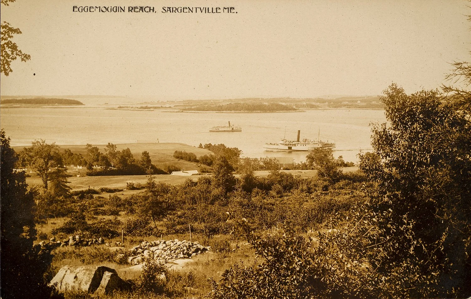 Steamers pass each other in Eggemoggin Reach