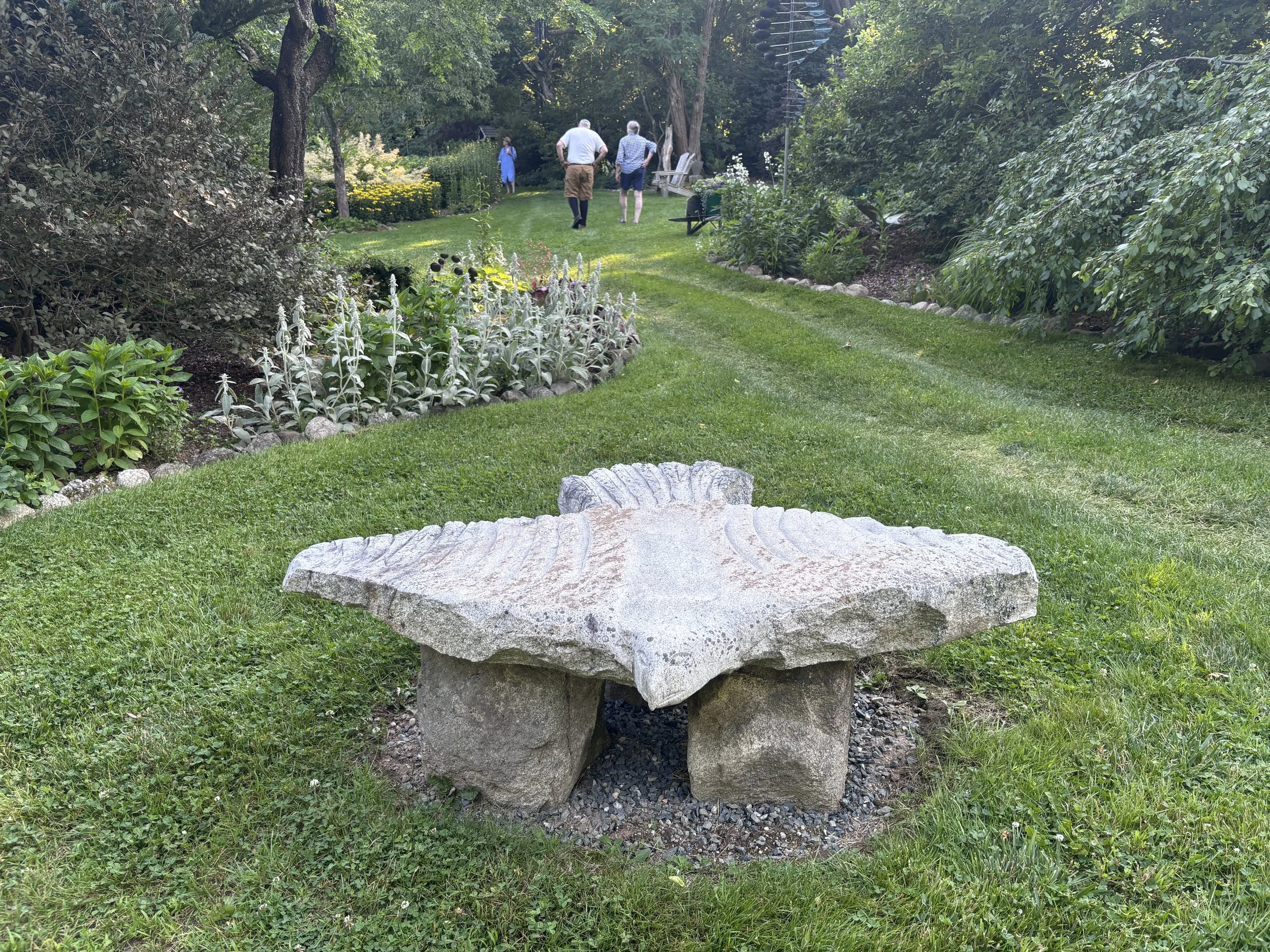 A bench in the shape of an eagle.