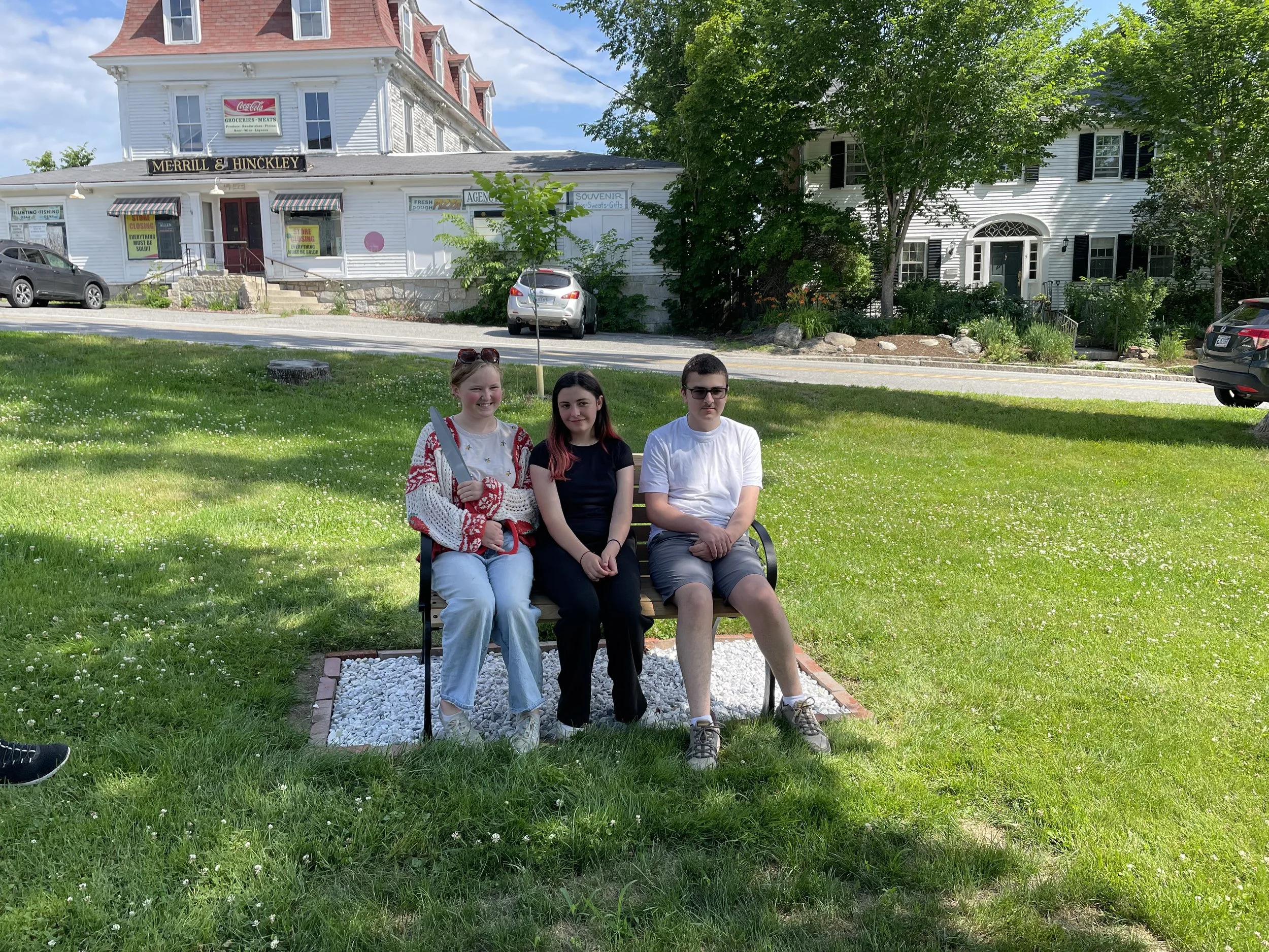 Sitting pretty: New, student-made bench unveiled at Blue Hill town hall