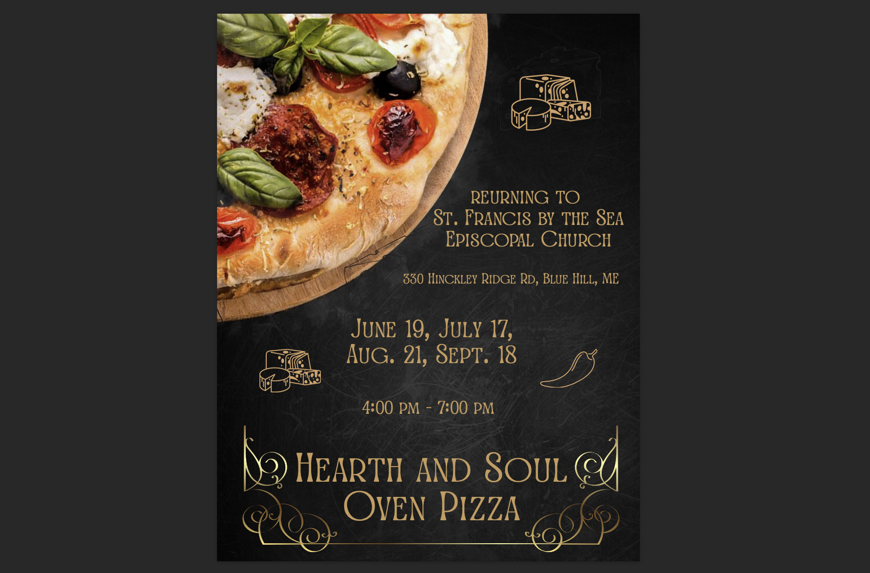 Pizza Night - Hearth & Soul Oven Pizza at St Francis By the Sea