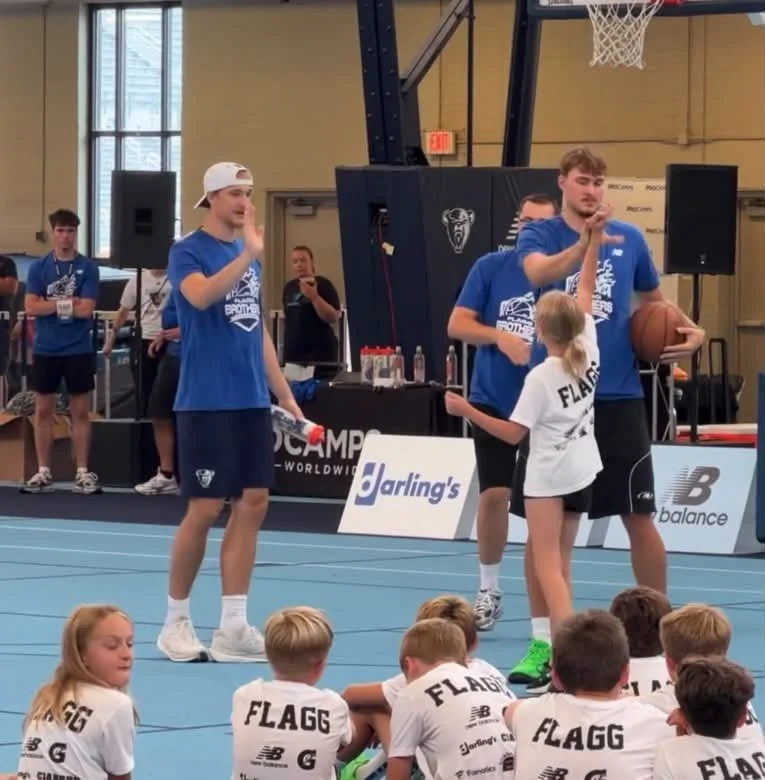 Local kids practice basketball drills with Cooper Flagg 