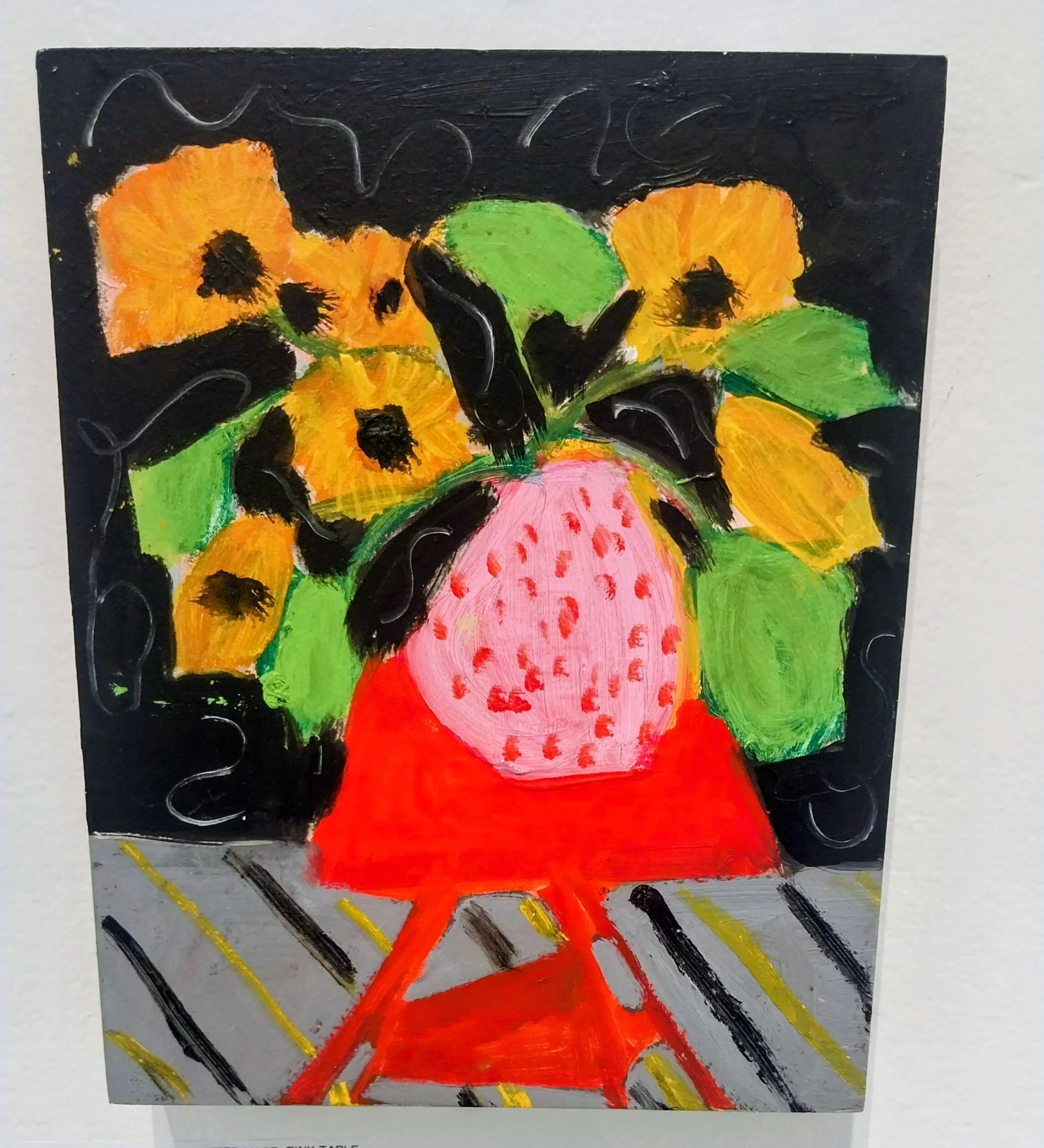Pink Polka-Dotted Vase, Pink Table by Jill Finsen  