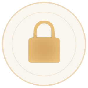 A circular icon with a padlock symbol in the center, indicating security or locked content.