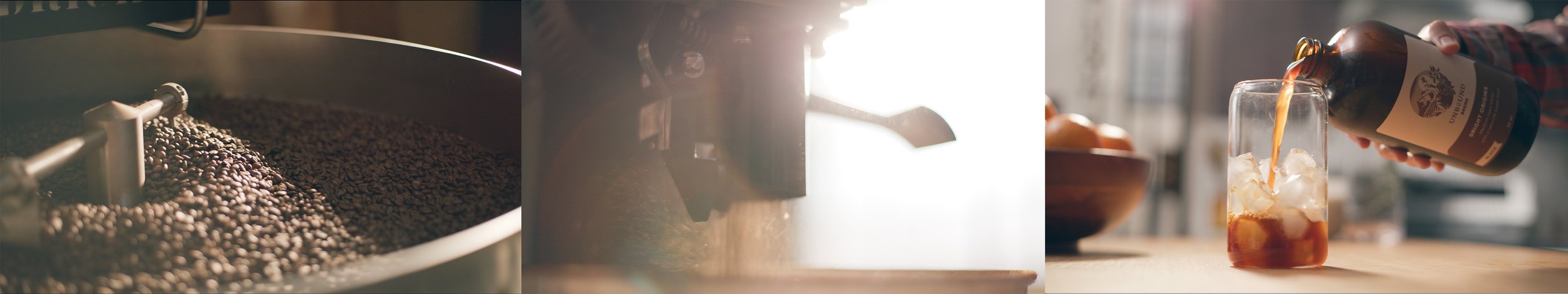 Cinematic coffee commercial by Gravity Well Productions showing the journey from roasted beans to bottled cold brew delivery with cinematography by Justin Machnik