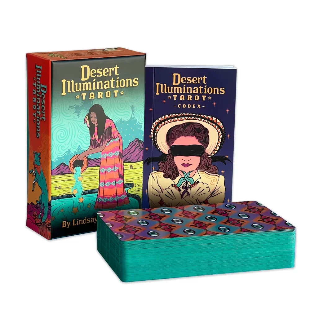 Desert Illuminations Tarot deck featuring luminous desert-inspired illustrations blending mysticism, natural symbolism, and radiant light against Southwest landscapes.