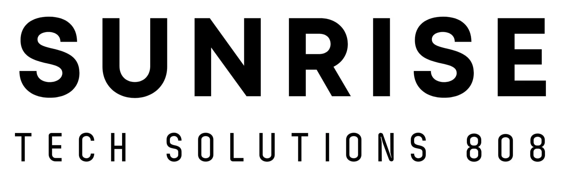 Sunrise Tech Solutions 808 logo in black and white