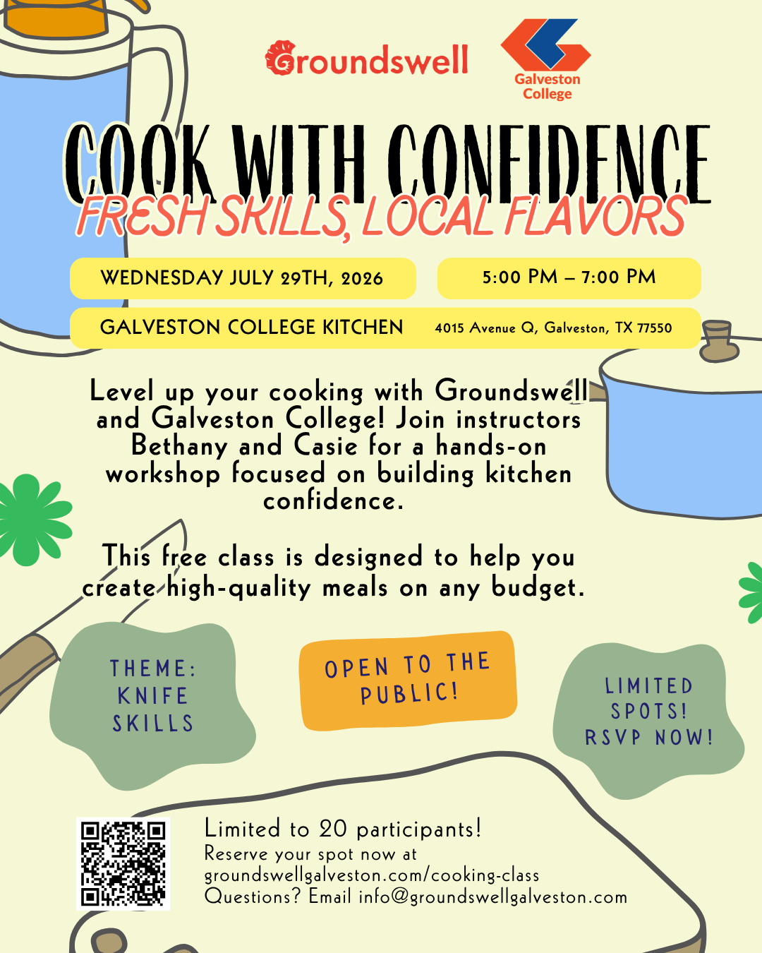 7/29 - Level Up Your Kitchen Game! with Groundswell + Galveston College