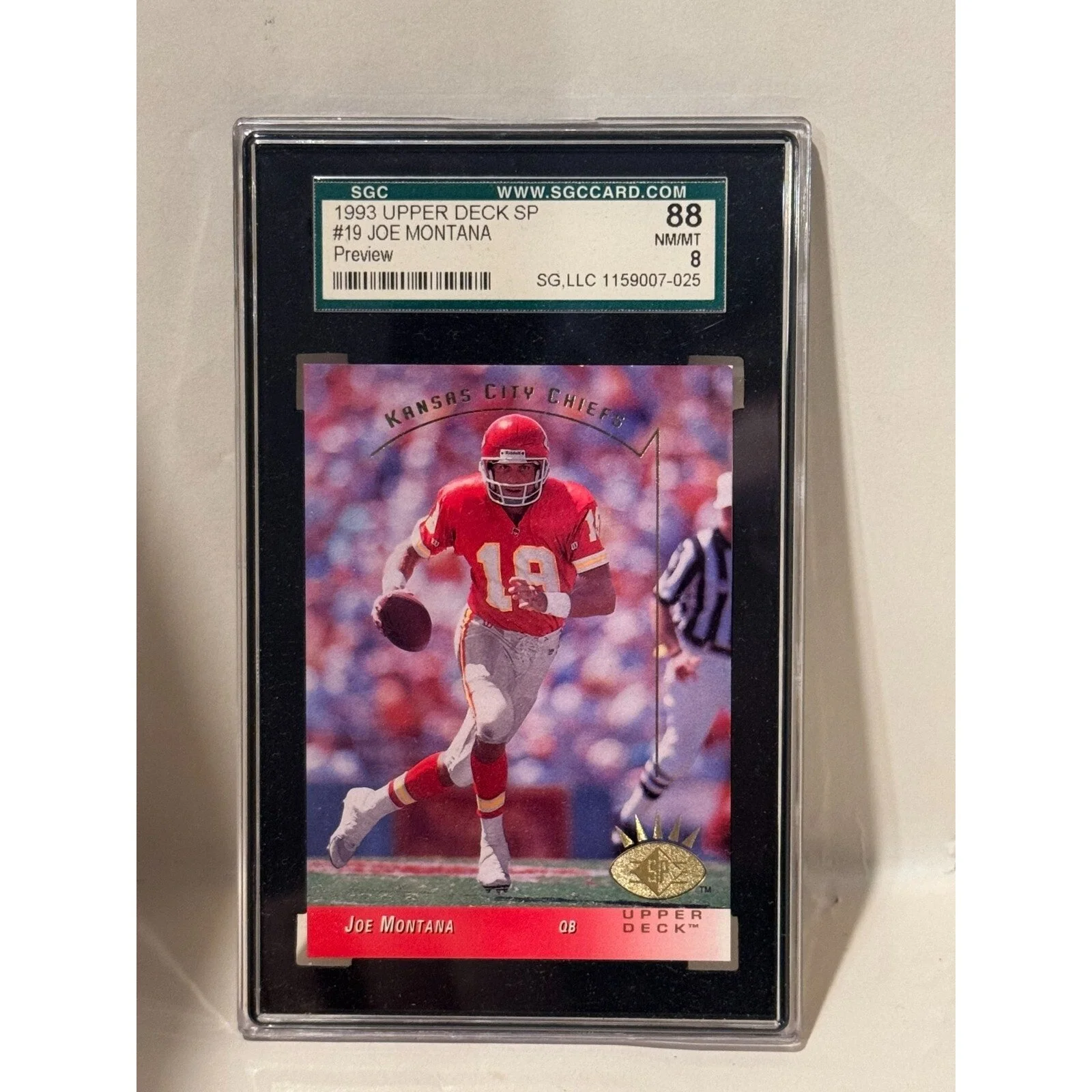1993 Upper Deck SP Joe Montana Short Print Promo Edition SGC 88 NM/MT