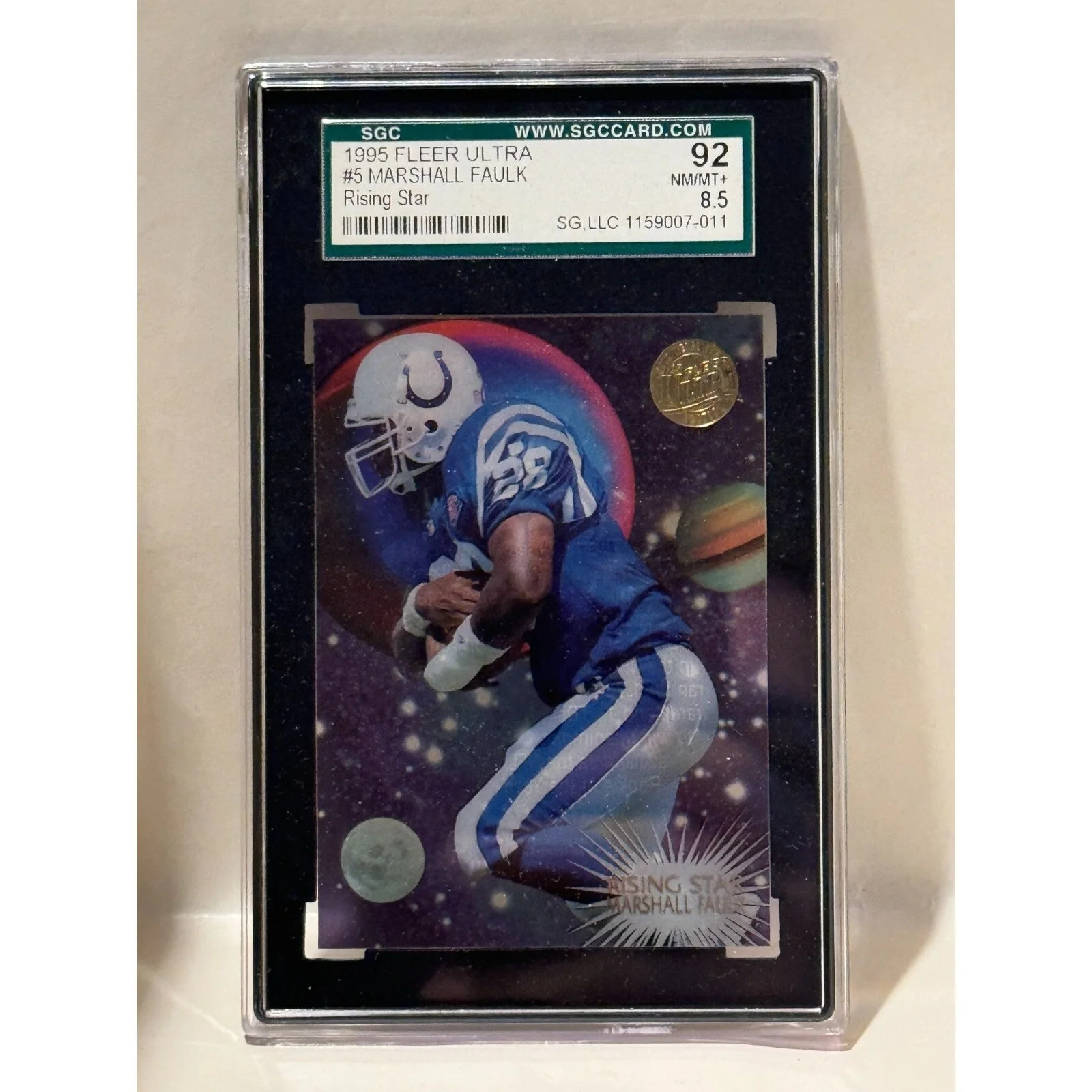 1995 Fleer Ultra #5 Marshall Faulk "Rising Star" SGC 92 NM/NM+