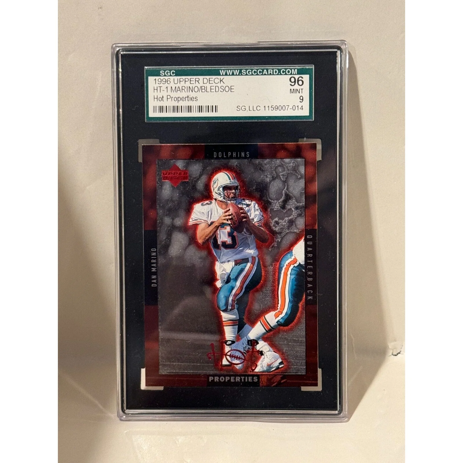 1996 Upper Deck #HT-1 Dan Marino/Drew Bledsoe Hot Properties SGC 96 MINT