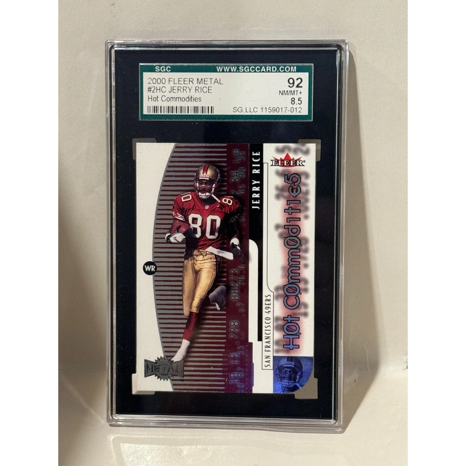 2000 Fleer Metal #2HC Jerry Rice Hot Commodities SGC 92 NM/NM+