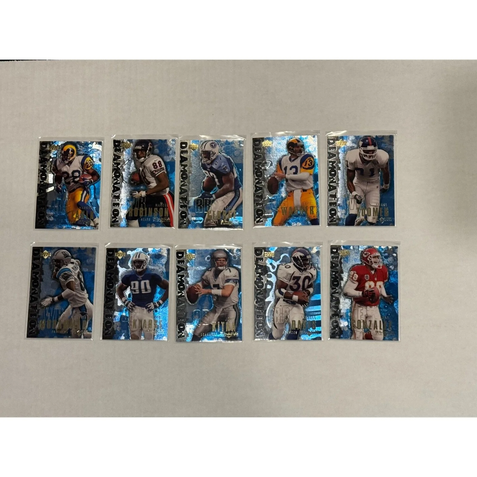 2000 UD NFL Blk Diamond Diamonation 10 Card Insert Set w/ONE RANDOMLY GRADED!
