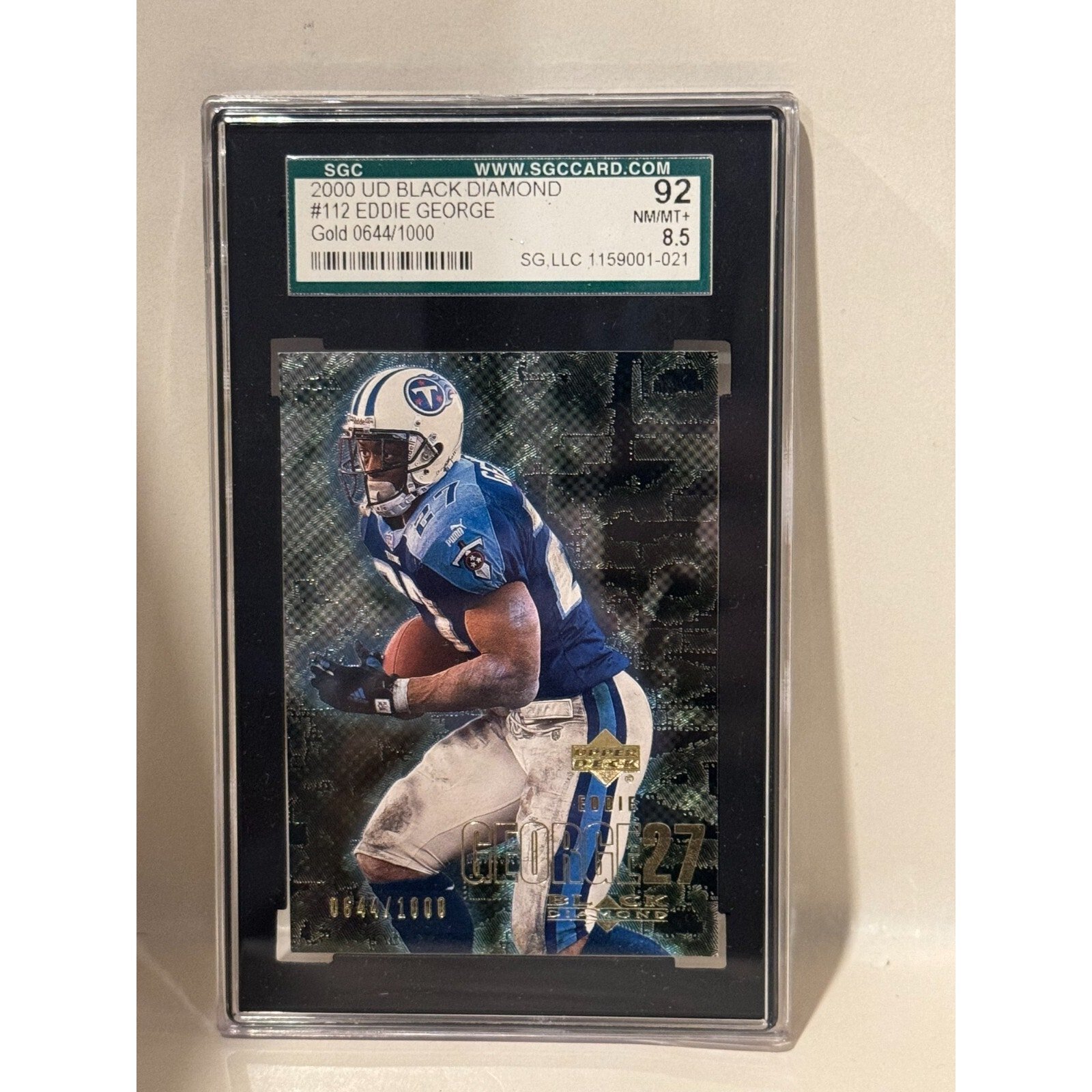 2000 Upper Deck Black Diamond #112 Eddie George SGC 92 NM/MT+ Gold 644/1000